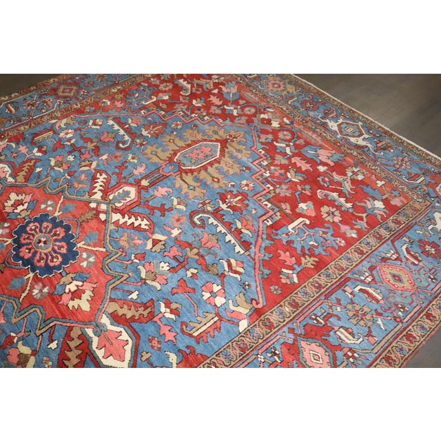 Early 20th Century Antique Zabihi Collection Persian Heriz Rug - 9'2" x 13' For Sale - Image 4 of 12