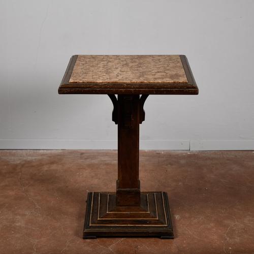 Square Coffee Table with Marble Top and Copper Footrest For Sale - Image 4 of 9