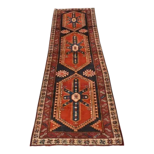 Sarab Runner 3'9'' X 10'9'' Blue Wool Semi-Antique Tribal Hand-Knotted Rug