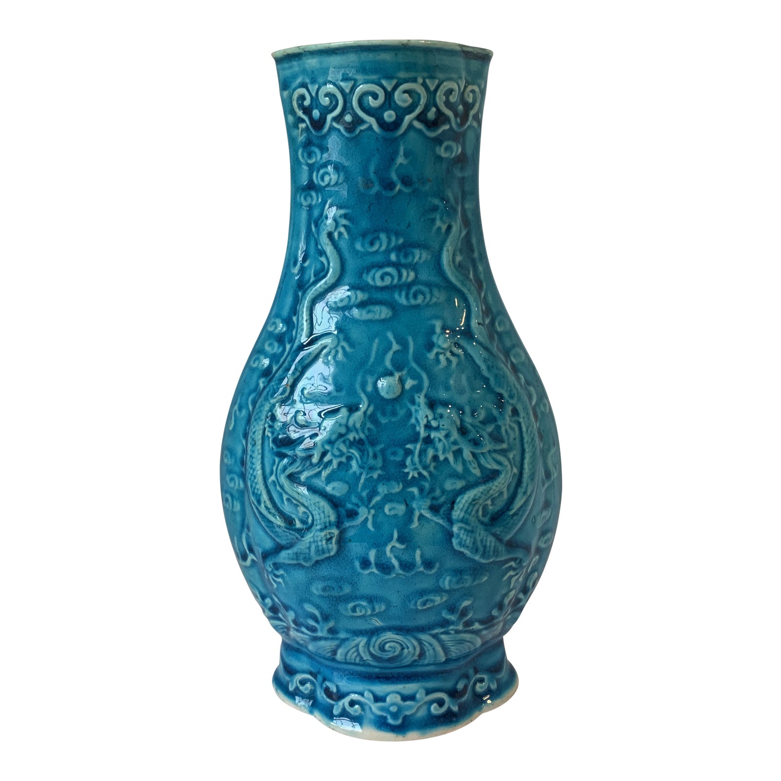 Vintage Turquoise Chinese Dragon Vase Chairish