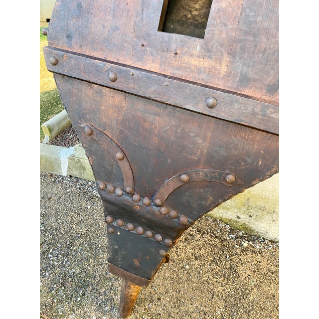 Large Antique Blacksmiths Bellows in Genuine Wood and Leather, 1890s For Sale - Image 12 of 15