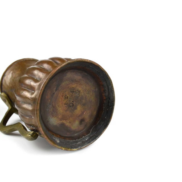 Mid 20th Century Solid Copper Cup Vase With Brass Handle For Sale - Image 10 of 11