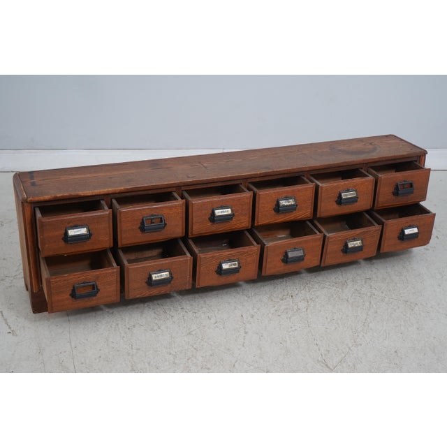 Traditional Antique 12 Drawer Oak Apothecary Cabinet For Sale - Image 3 of 18
