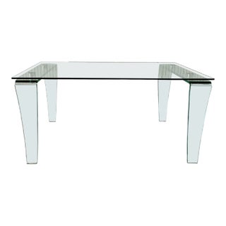 Italian Bent Glass Table/ Desk Attributed to FIAM, Italy For Sale