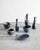 A rare and decorative hand picked collection of Swedish mid century ceramic vases, pitchers and bowls in a blue brown...