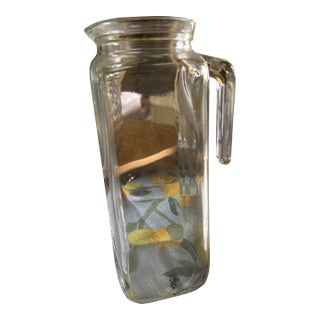 Mid 20th Century Bormioli Rocco Italian Glass Pitcher 9” H X 3” W For Sale