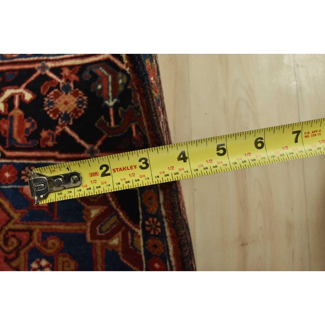 Heriz Rug 8’1” X 11’3” Red Wool Vintage Traditional Hand-Knotted Carpet For Sale - Image 13 of 15