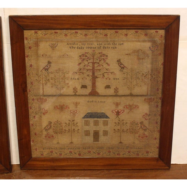 Pair of 1845 English Framed Needlework by the Baudain Sisters For Sale - Image 4 of 8