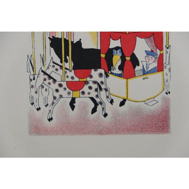 Lucien Boucher, Le carrousel, Lithograph For Sale - Image 4 of 6