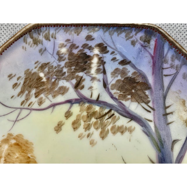 Ceramic Nippon "Morimura" Hand Painted Octagon Shaped Porcelain Footed Trivet For Sale - Image 7 of 9