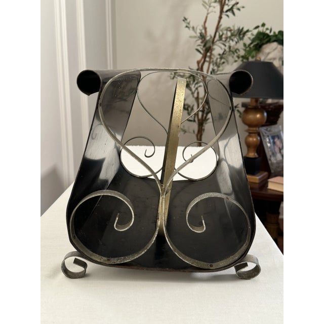 English Traditional Equestrian Metal Magazine Rack For Sale - Image 9 of 12