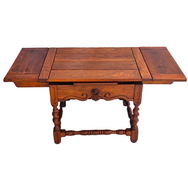 Renaissance Revival Barleytwist Draw‑Leaf Coffee Table by Cochran Chair Co. Adjustable Size For Sale - Image 9 of 18