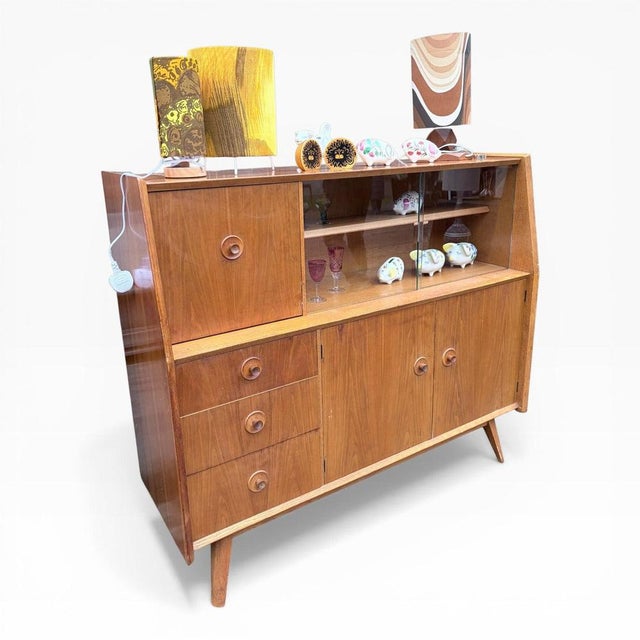 Mid-Century Oak and Walnut Drinks Cabinet from Priory For Sale - Image 3 of 10