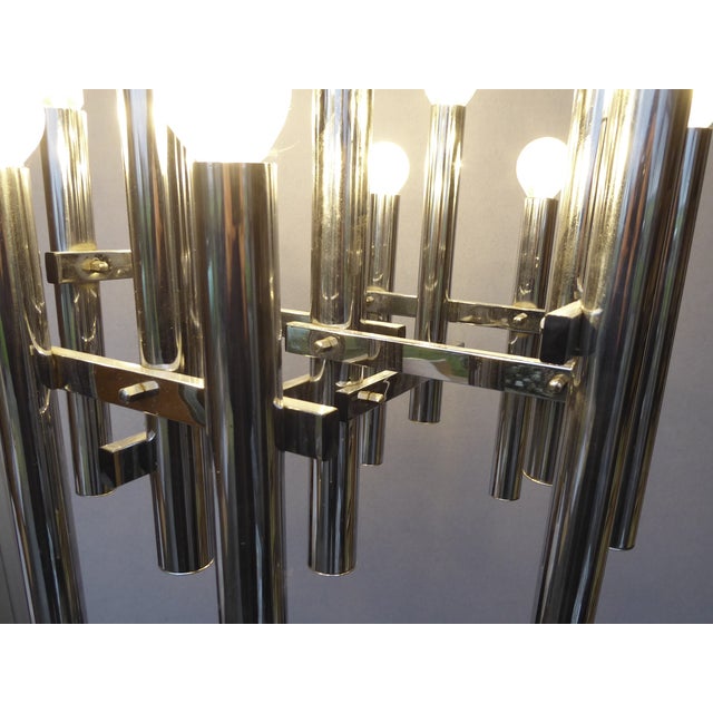 Mid-Century Chrome Tubes Chandelier Ceiling Lamp by Gaetano Sciolari For Sale - Image 6 of 12