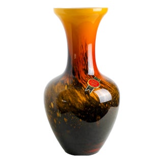 Vintage Orange and Black Glass Vase by Carlo Moretti for Opaline Empoli, 1970s For Sale
