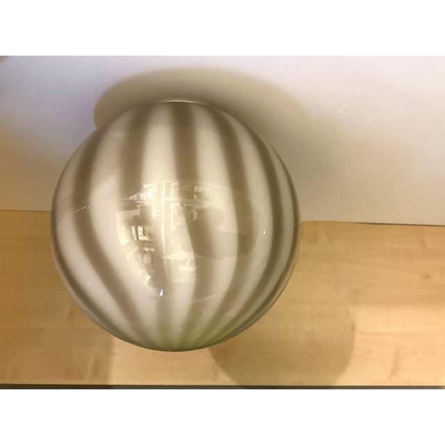 Italian milky-white Sphere with beige swirl "canne" Flush mount Design in very particular and effective movement. in style...