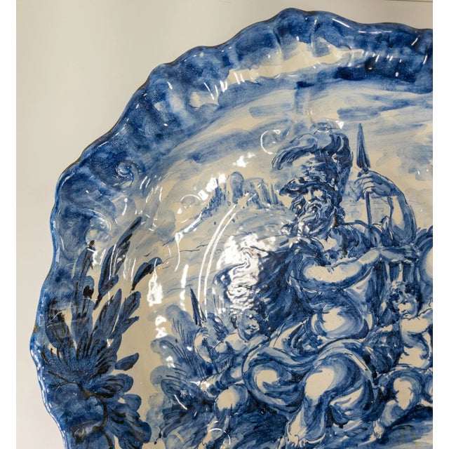 We are selling this cool Renaissance Revival Savona style 20th century Italian Majolica Maiolica Faience charger. This...