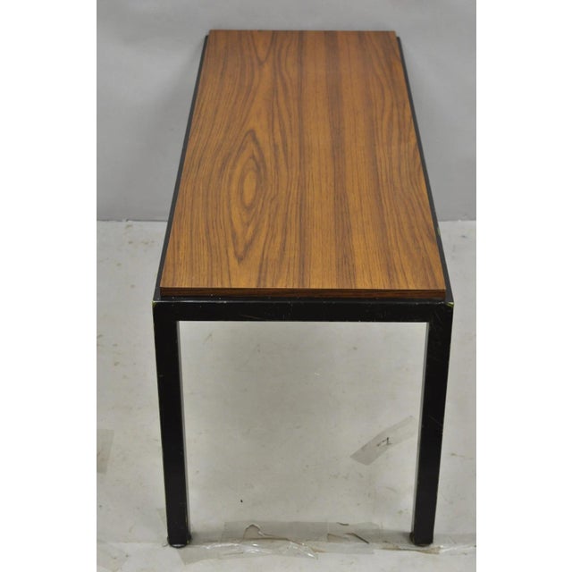 Vintage Mid Century Modern Steel Metal & Faux Rosewood Laminate Coffee Table For Sale - Image 12 of 14