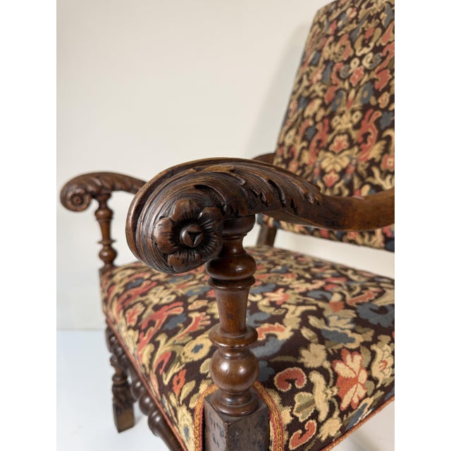 Wood 17th Century Carved Walnut Armchair, Lombardy, 1600 For Sale - Image 7 of 18