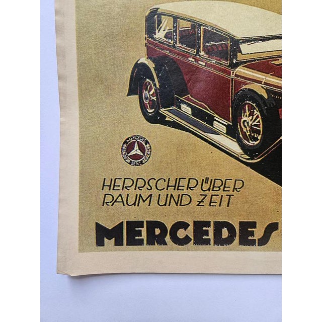 Vintage Art Deco Mercedes Benz Automobile Advertising Poster, 1930 For Sale - Image 4 of 7