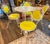 Vintage 1960s 5-Piece White Cast Iron and Marble Patio Set With Bright Yellow, Vinyl Seat and Back Cushions For Sale - Image 4 of 10