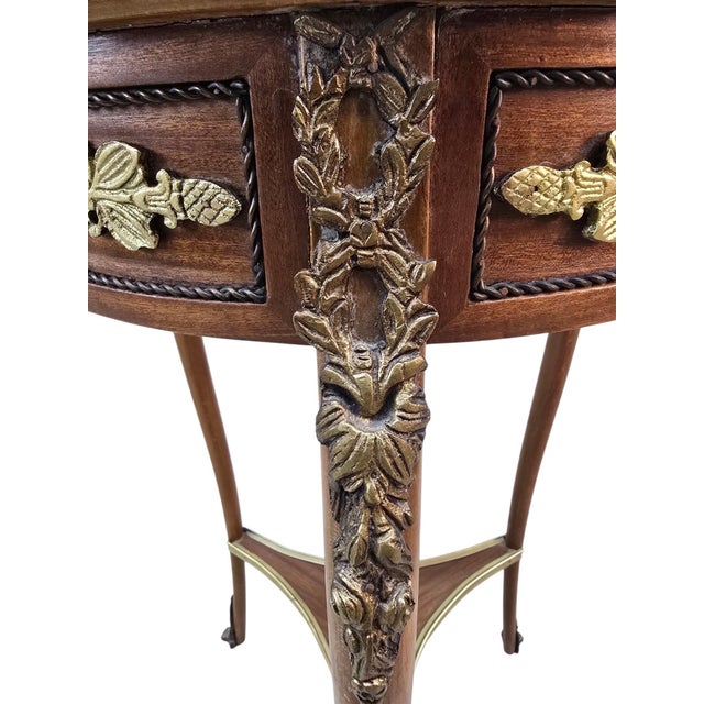 Vintage French Louis XVI Style Marble Top Gueridon Side Table For Sale In Chicago - Image 6 of 7