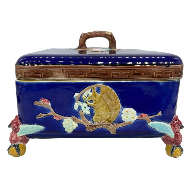 J. Holdcroft Majolica Japonisme Cobalt Box & Cover, Signed, English Ca. 1880 For Sale - Image 6 of 13
