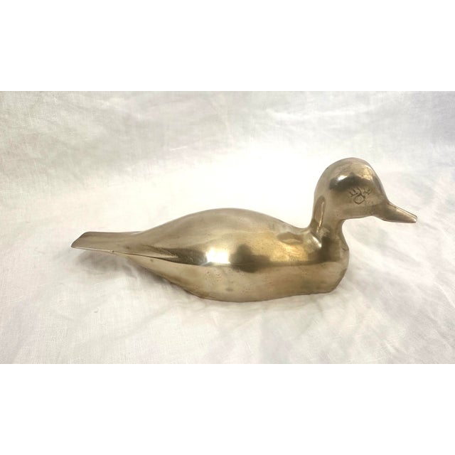 Vintage Solid Brass Duck For Sale - Image 4 of 5