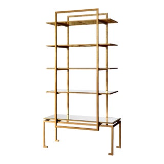 Modern Chinoiserie Gilt Iron Etagère For Sale