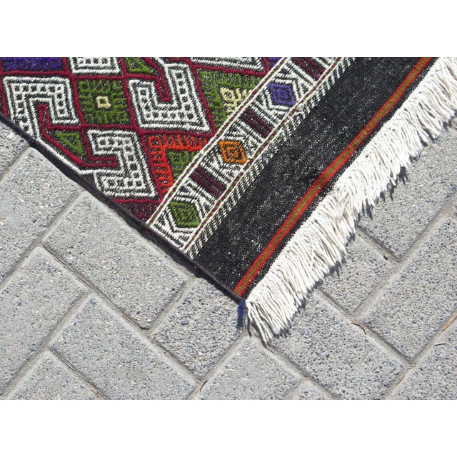 1960s Embroidered Kilim Runner Rug -28"x104" For Sale - Image 9 of 11