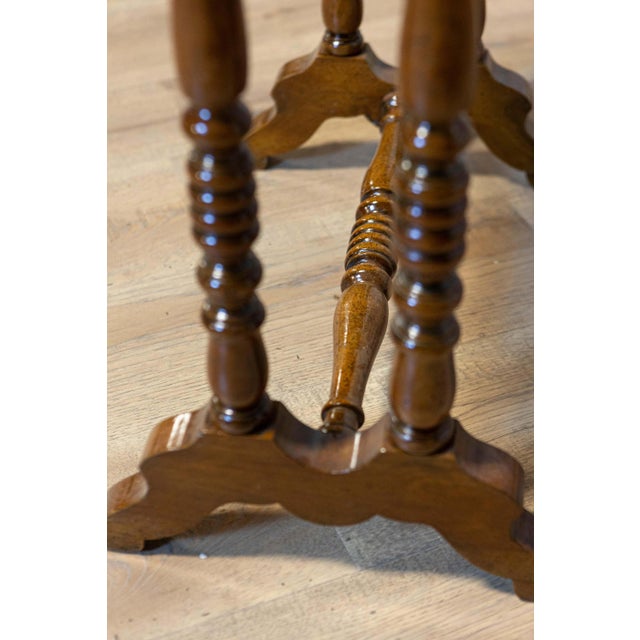 Italian 19th Century Walnut Side Table with Inlaid Banding and Turned Legs For Sale - Image 9 of 12