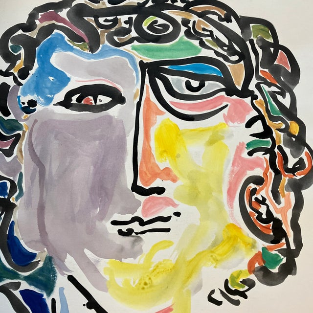 Contemporary Contemporary E.J.Hartmann Original Abstract Portrait Painting Signed For Sale - Image 3 of 5