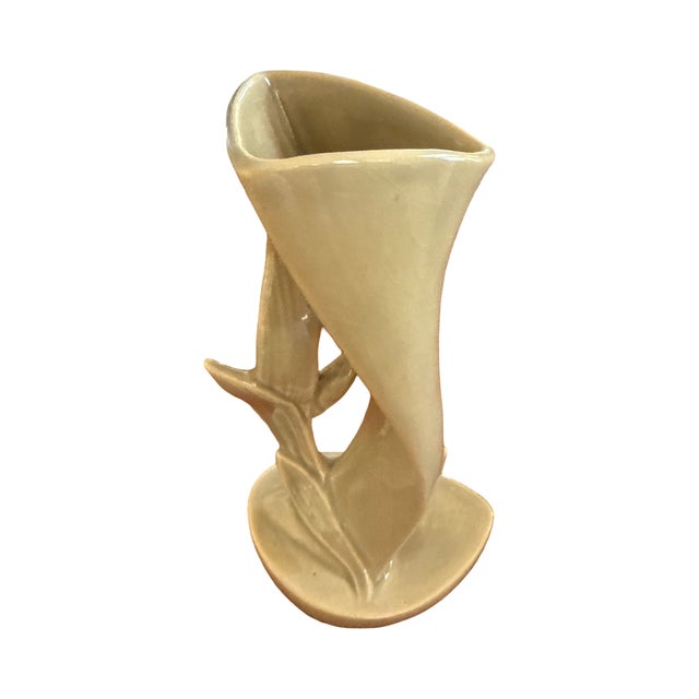 A striking Roseville Pottery Mayfair sculptural vase, shape 1004-9, introduced in 1952. This elegant design reflects...