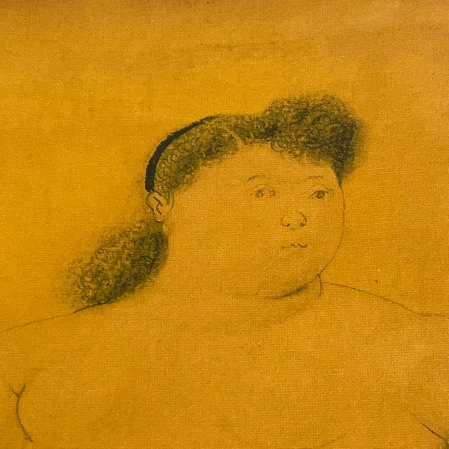 Vintage Framed Seated Nude Oil Painting in the Manner of Fernando Botero For Sale - Image 9 of 17
