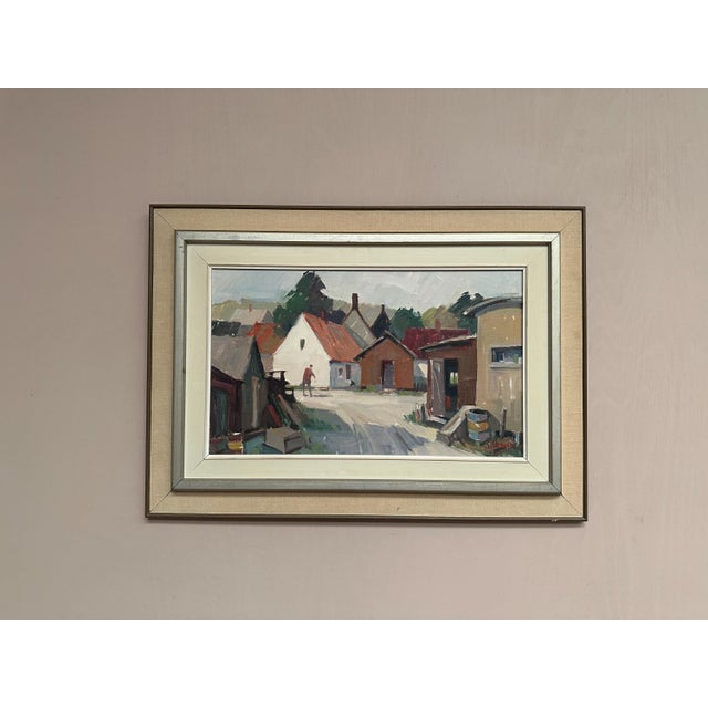 Original Vintage Scandinavian Oil on Panel – “Vitemölla” by Eskil Scans – Signed – Framed – 69 × 50 cm (27.2" × 19.7")...