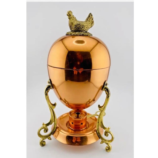 Vintage Tagus Portugal Copper Egg Coddler Complete With Chicken Finial For Sale - Image 11 of 18