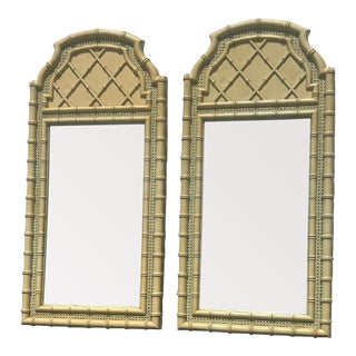 Vintage Bamboo Chippendale Style Rattan Mirror by Modernage - a Pair For Sale