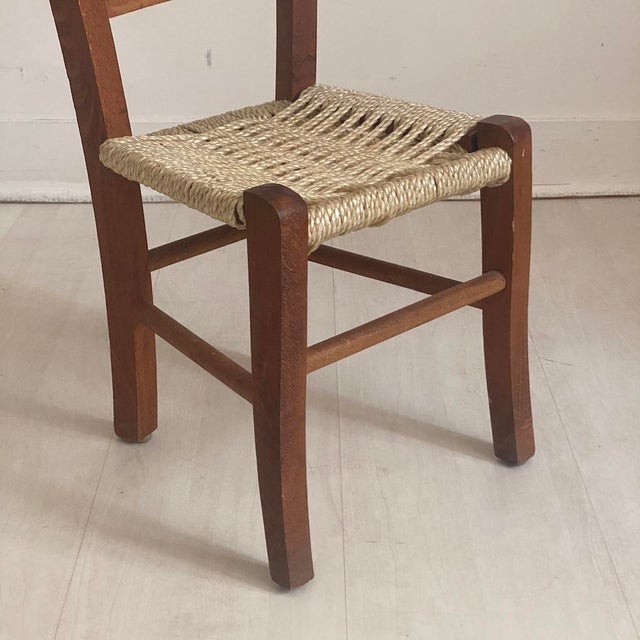 Vintage Wooden and Rope Children's Chair, 1970s For Sale - Image 4 of 8