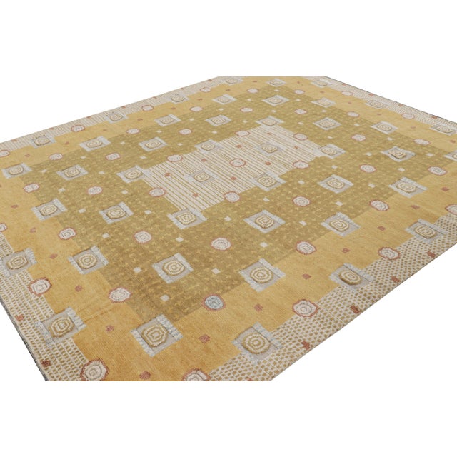 Rug & Kilim Rug & Kilim’s Scandinavian Style Rug With Gold & Cream Geometric Patterns For Sale - Image 4 of 8