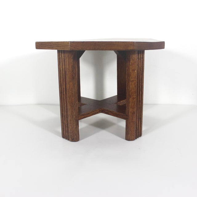 Vintage Oak Wood Octagonal Stool or Plant Stand For Sale - Image 9 of 14