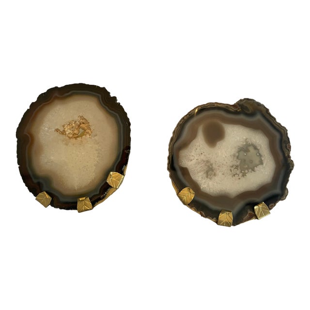 Natural Agate "Marta” Wall Sconce by Marjorie Skouras, Gold Finish - a Pair For Sale
