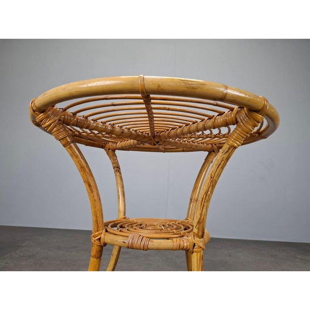 Mid-Century Rattan and Bamboo Side Table, Czechoslovakia, 1960s For Sale - Image 10 of 18