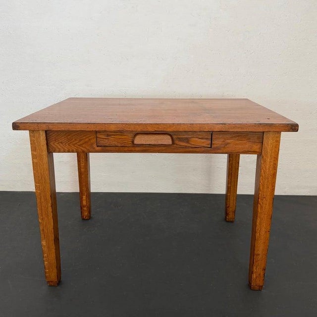 1930s Early 20th Century Industrial Oak Library Desk For Sale - Image 5 of 10