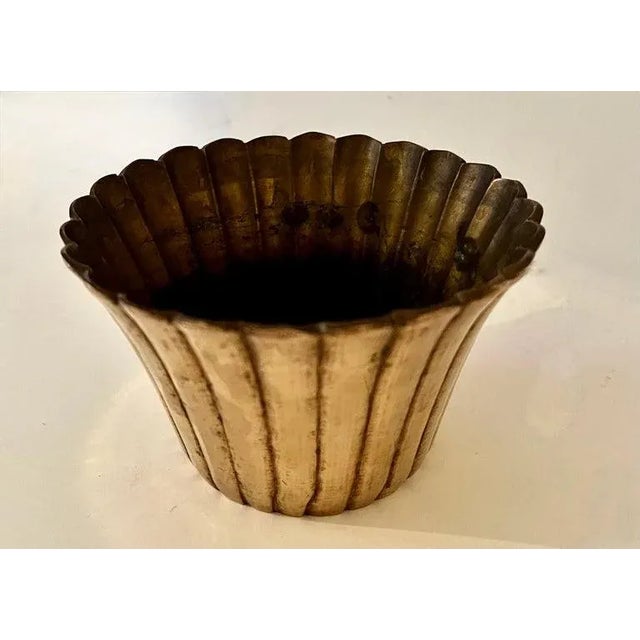 Contemporary Ribbed Solid Brass Planter or Desk Container For Sale - Image 3 of 8