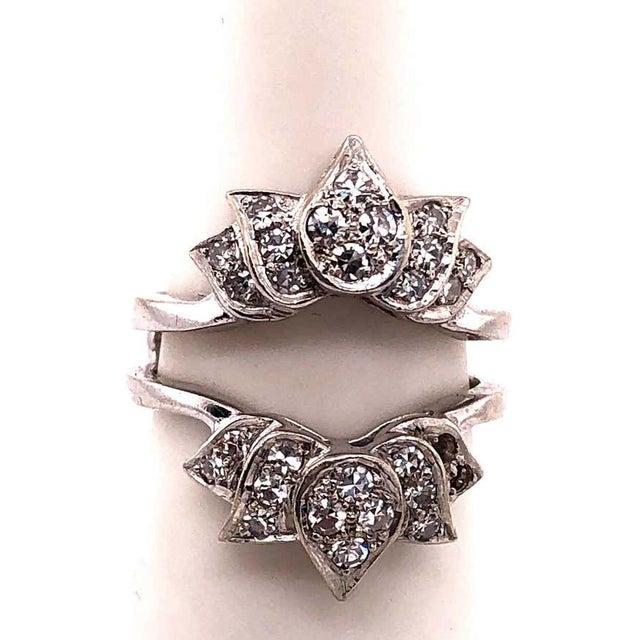 14 Karat White Gold Interlocking Engagement Ring Guard For Sale - Image 4 of 10