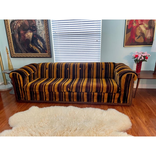 Vintage Sofa With Wood Trim Baci Living Room