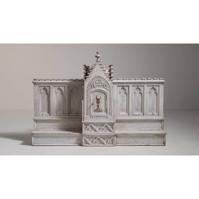 Gothic 19th Century France Gothic Antique White Wood Decorative Object For Sale - Image 3 of 15