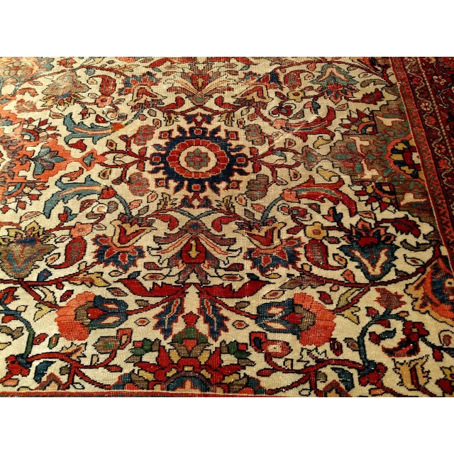 Antique Persian Ziegler Mahal Sultanabad Rug, Hand-Knotted Wool, Geometric Pattern, 11x14, Ivory & Red For Sale - Image 14 of 17