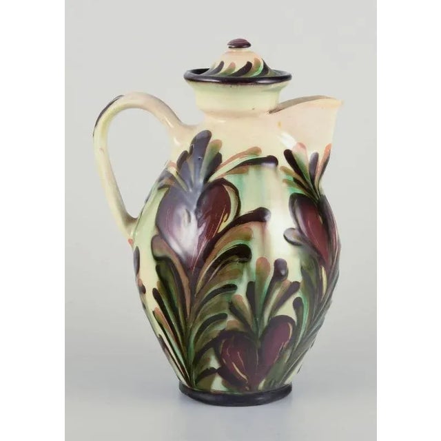 1930s Ceramic Chocolate Jug with Polychrome Glaze from Kähler, Denmark, 1930s For Sale - Image 5 of 9