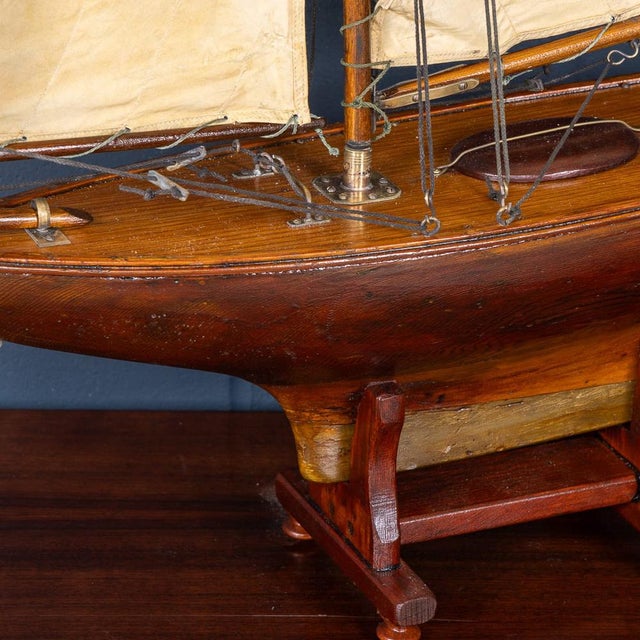 Vintage English Carved Hull Pond Yacht, 1930 For Sale - Image 14 of 18